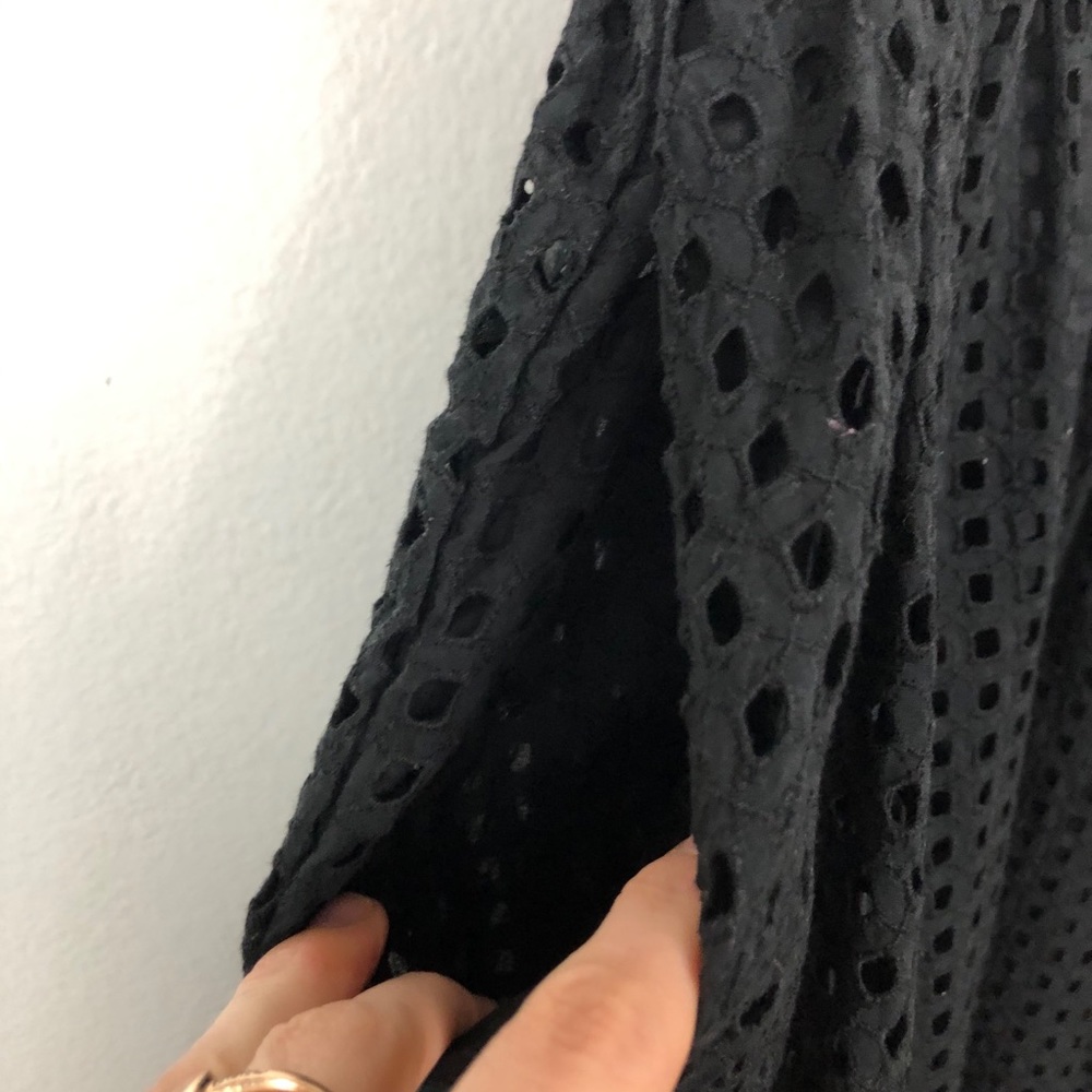 Whistles Lattice Broiderie Lace Sleeveless Fit & Flare Dress Black 6 Knee Length - Picture 6 of 11
